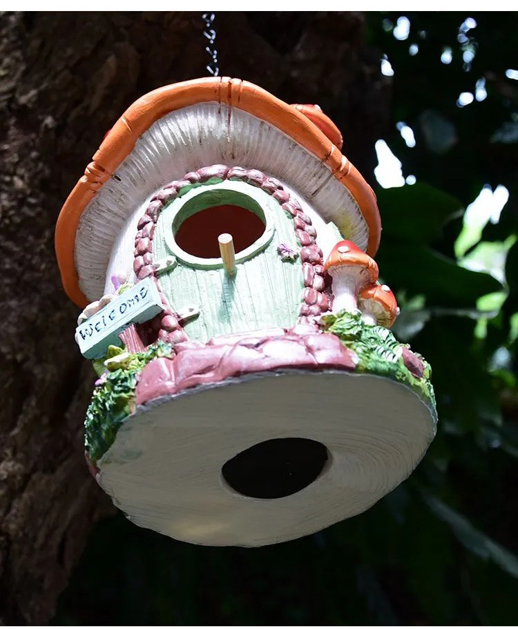 whimsical mushroom birdhouse fairy garden decor for outdoor & indoor