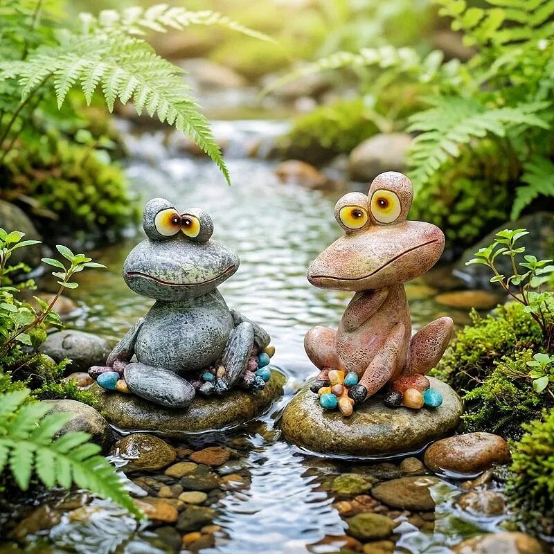 charming weather resistant frog figurines for garden & patio decor