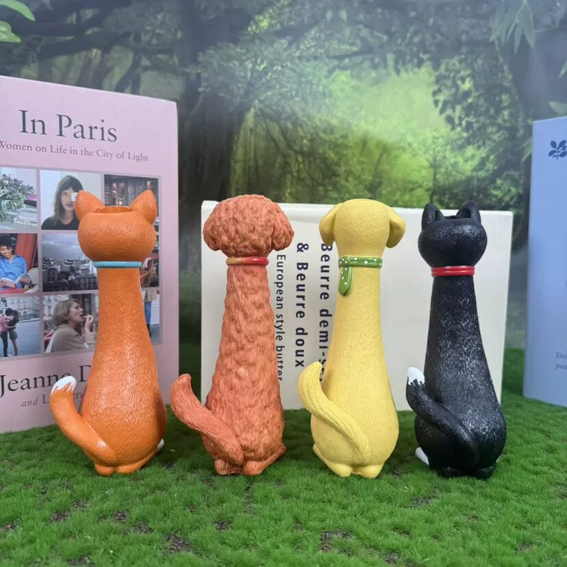 handmade whimsical cat & dog resin vases for unique home decor