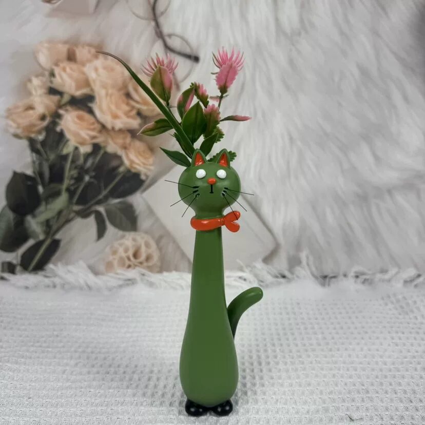 handmade whimsical cat & dog resin vases for unique home decor
