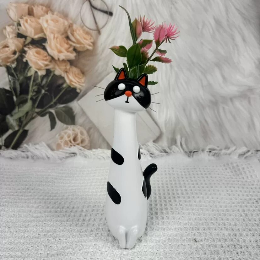handmade whimsical cat & dog resin vases for unique home decor