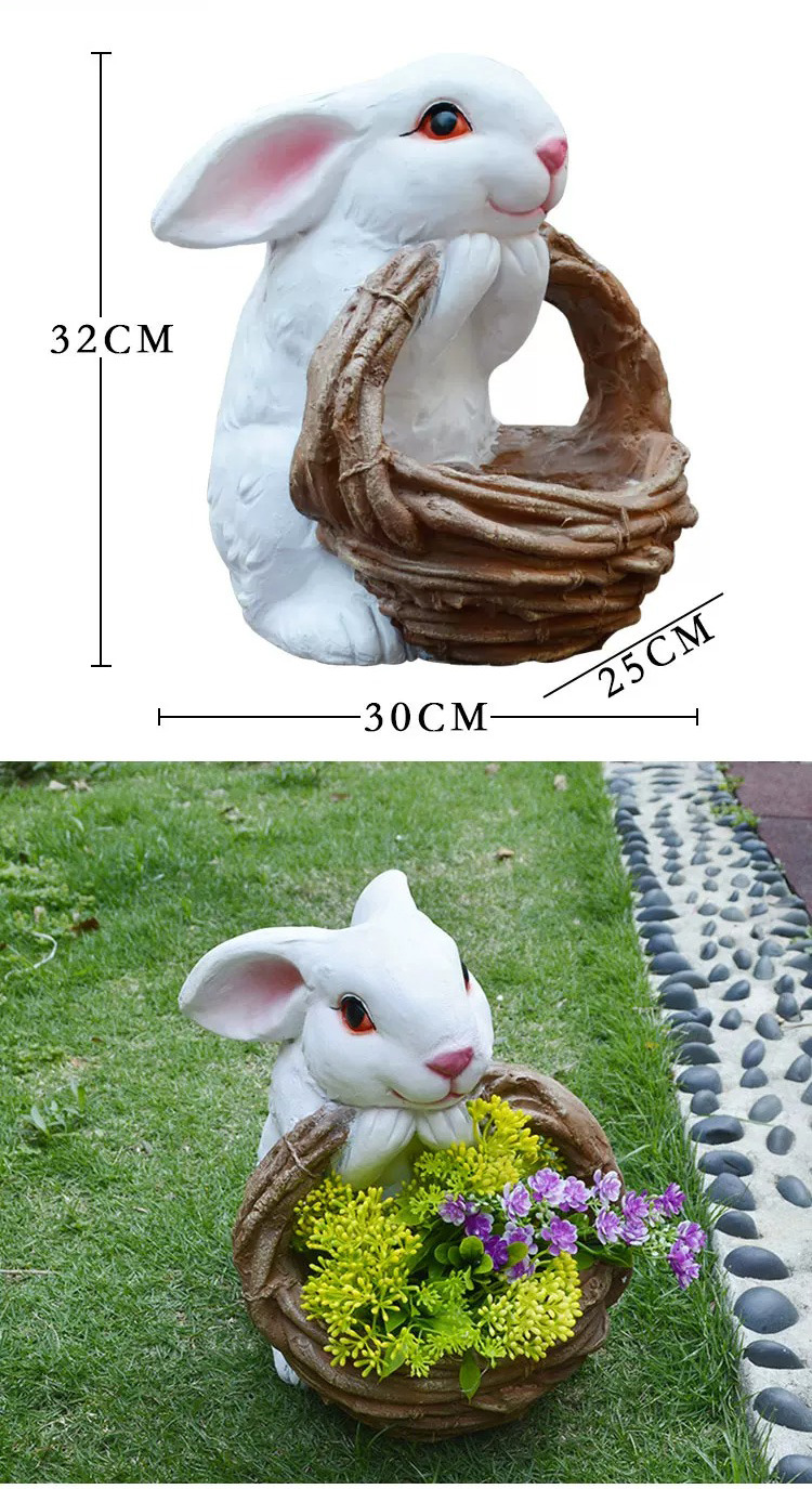 charming outdoor rabbit garden planter with woven basket decor