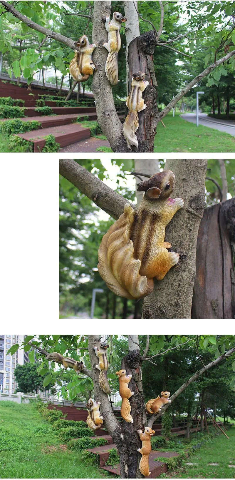 realistic resin squirrel tree decor statues for outdoor garden