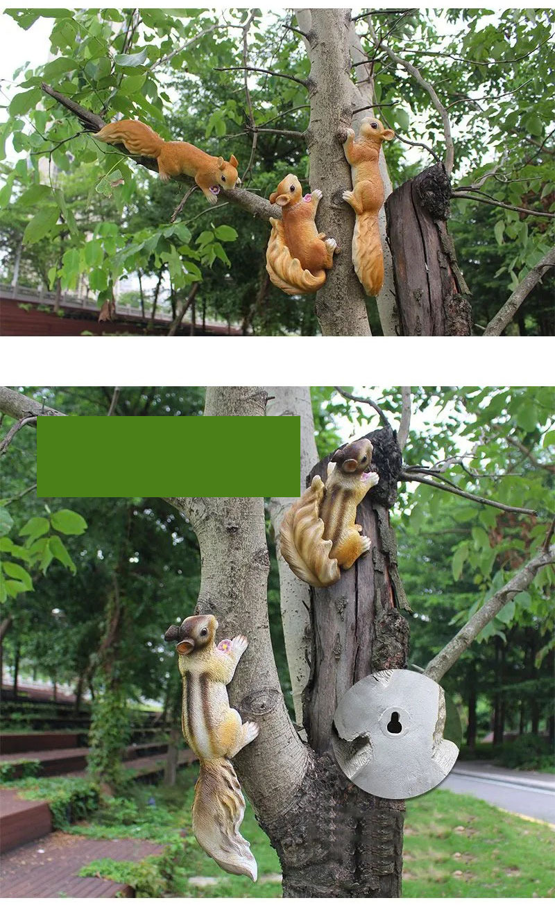 realistic resin squirrel tree decor statues for outdoor garden