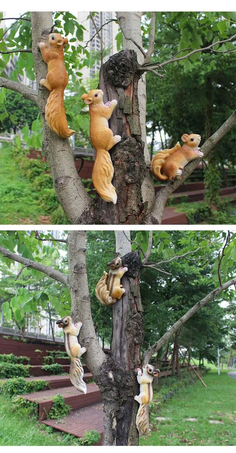 realistic resin squirrel tree decor statues for outdoor garden