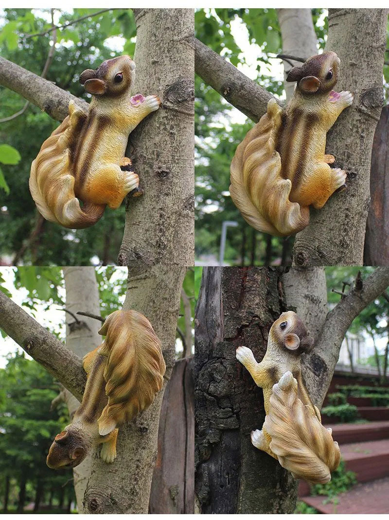 realistic resin squirrel tree decor statues for outdoor garden