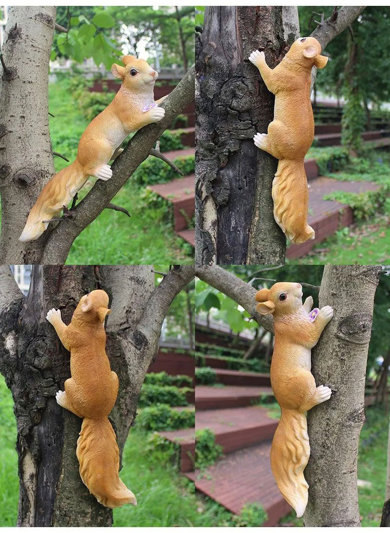 realistic resin squirrel tree decor statues for outdoor garden