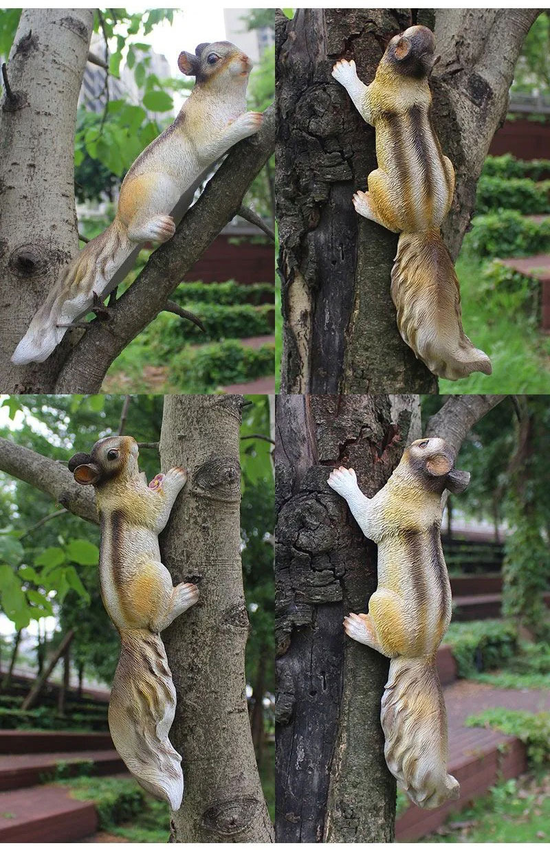 realistic resin squirrel tree decor statues for outdoor garden
