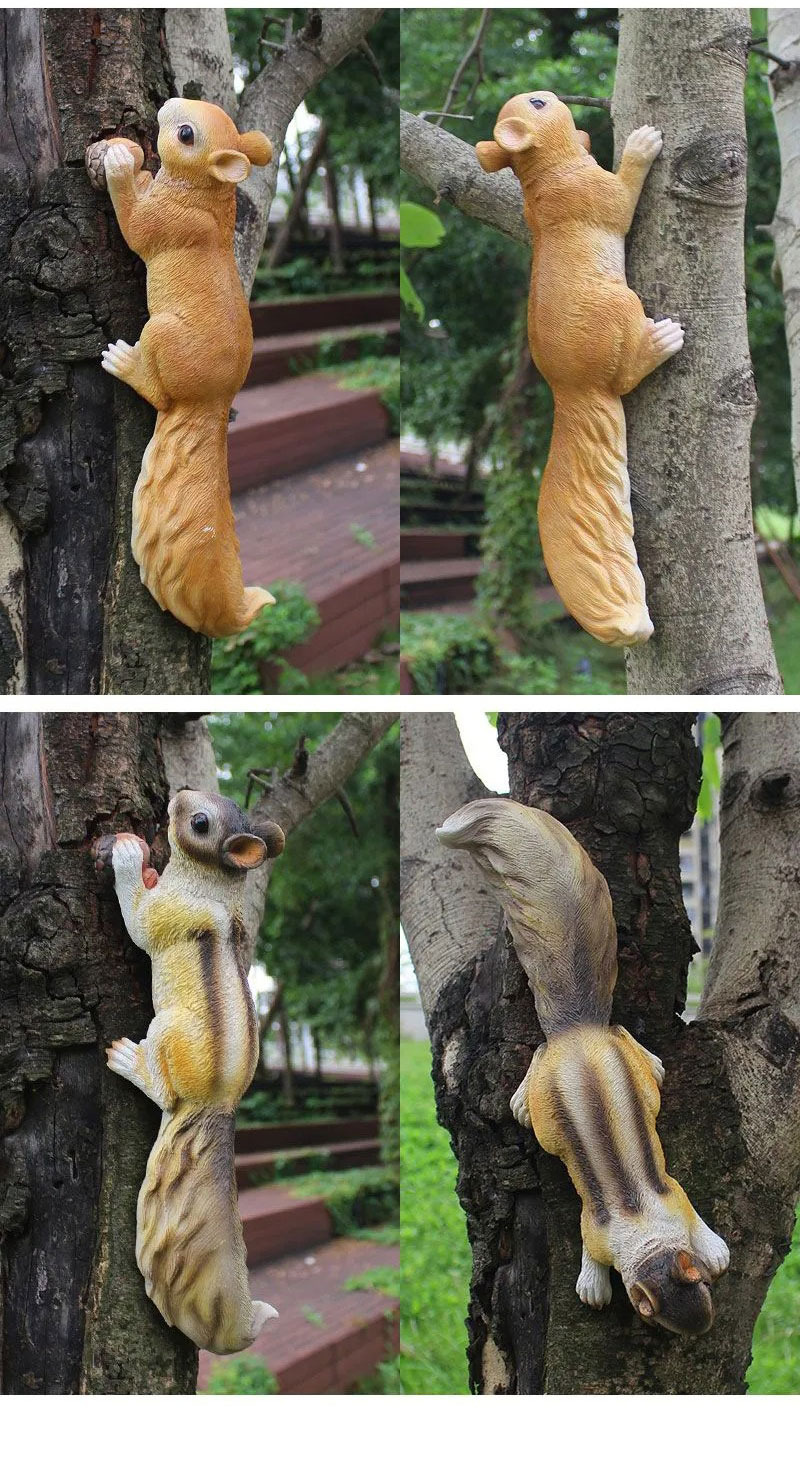 realistic resin squirrel tree decor statues for outdoor garden