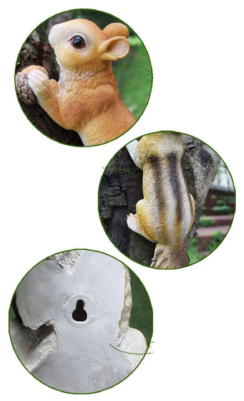 realistic resin squirrel tree decor statues for outdoor garden