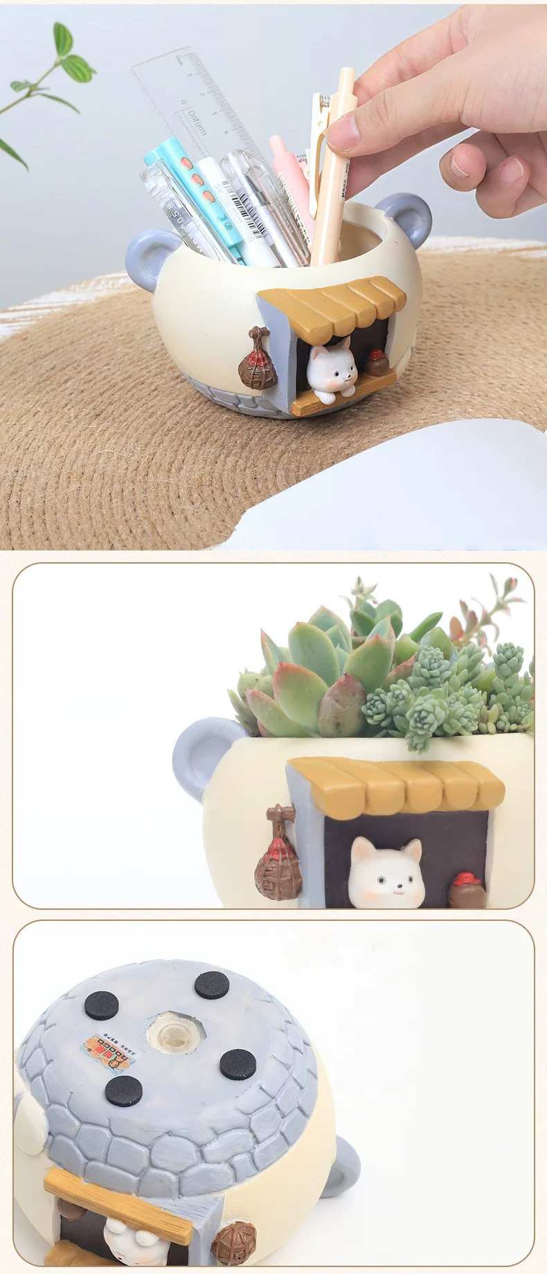 cute resin succulent planters with animal house design for home decor