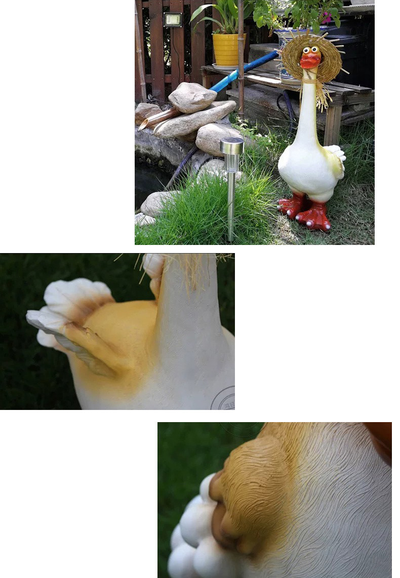 cute resin duck garden statues with straw hats for outdoor decor
