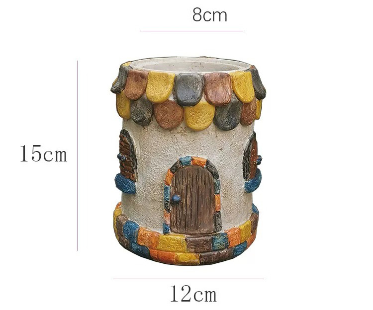 whimsical resin fairy house succulent planter for outdoor garden patio decor