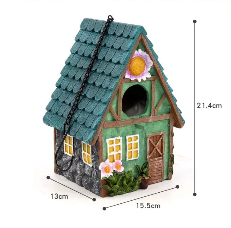charming resin hanging birdhouse ornaments for garden decor