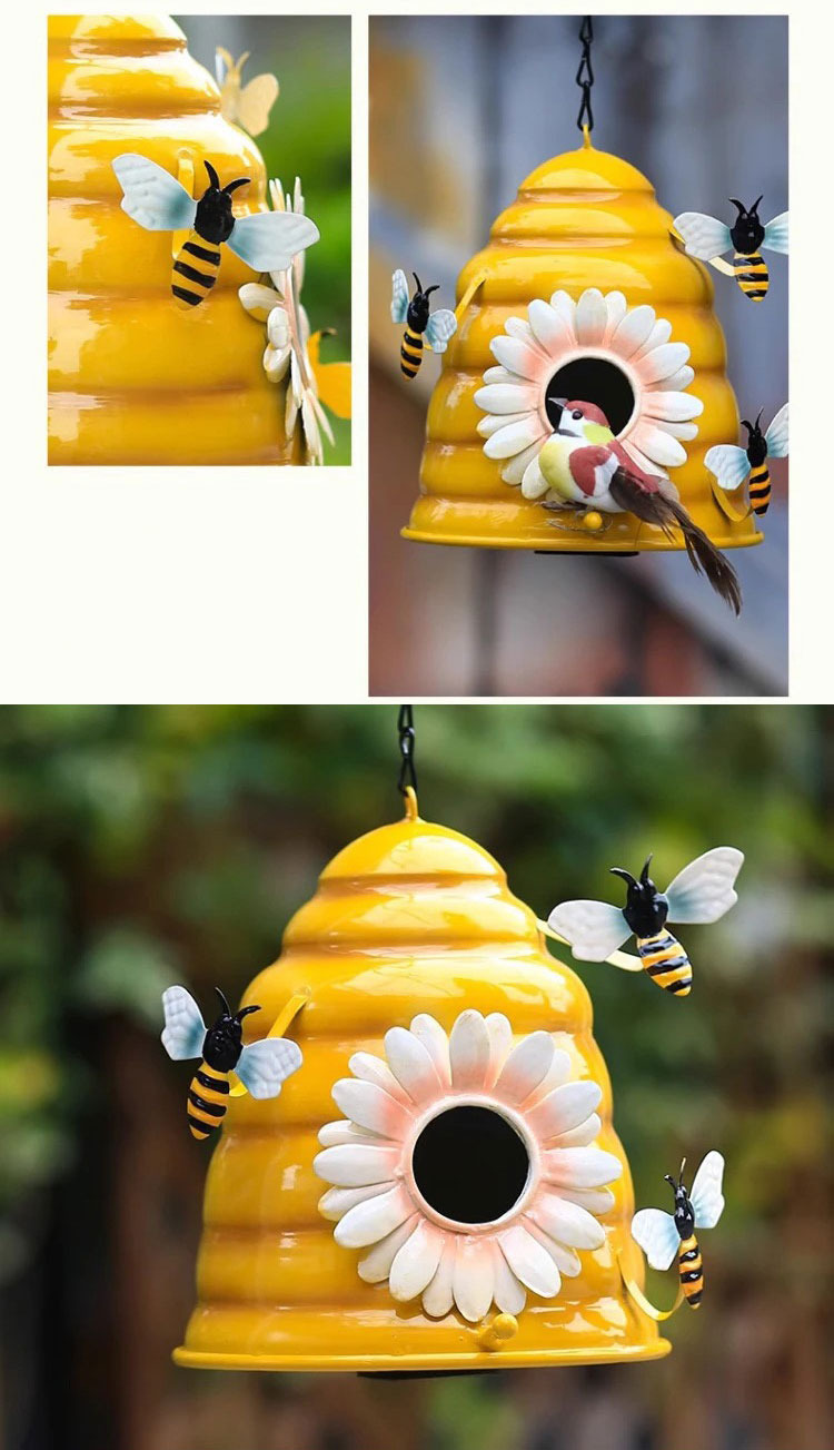 charming resin hanging birdhouse ornaments for garden decor