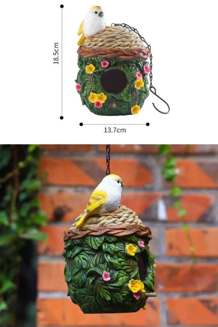 charming resin hanging birdhouse ornaments for garden decor