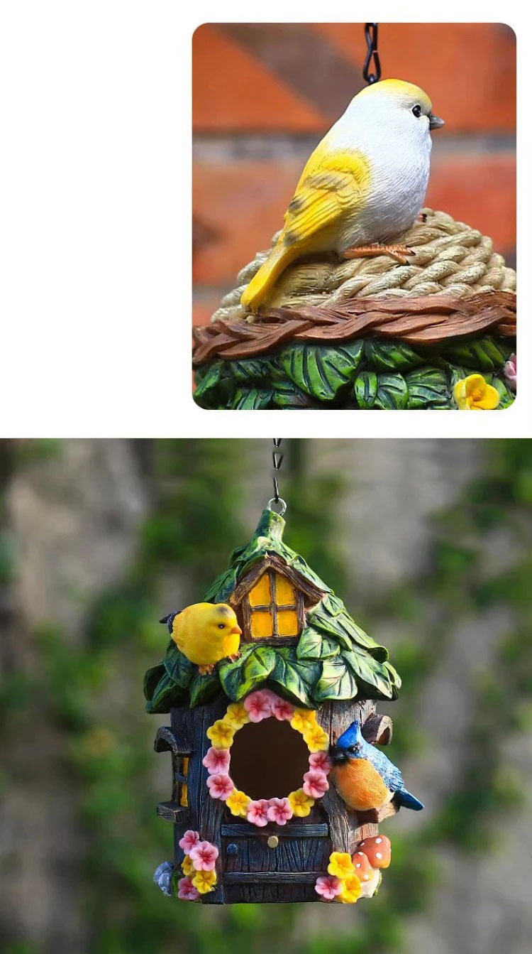 charming resin hanging birdhouse ornaments for garden decor