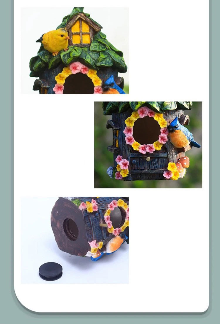 charming resin hanging birdhouse ornaments for garden decor