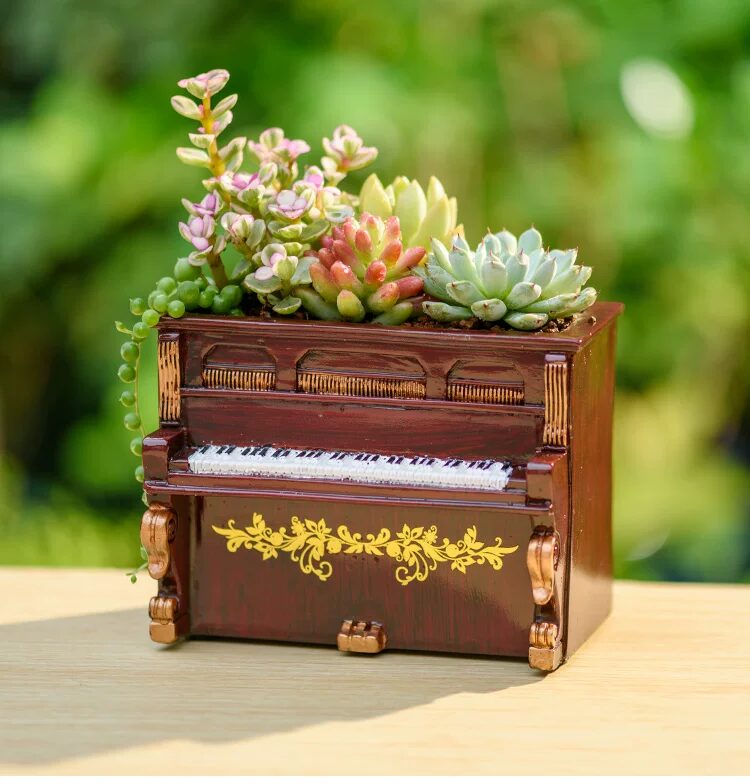 retro piano succulent planter unique vintage desktop home decor
