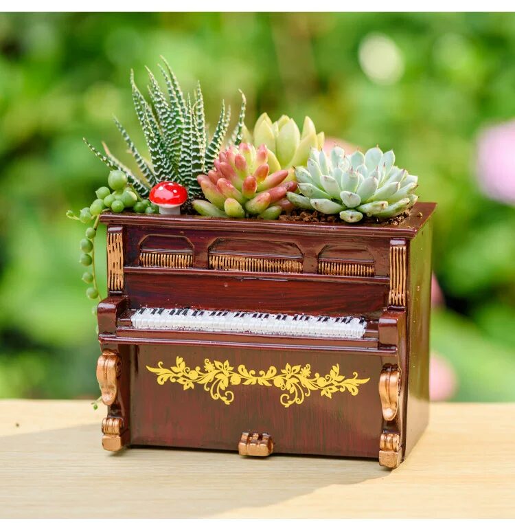 retro piano succulent planter unique vintage desktop home decor
