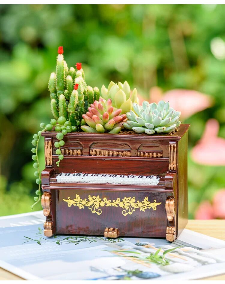 retro piano succulent planter unique vintage desktop home decor