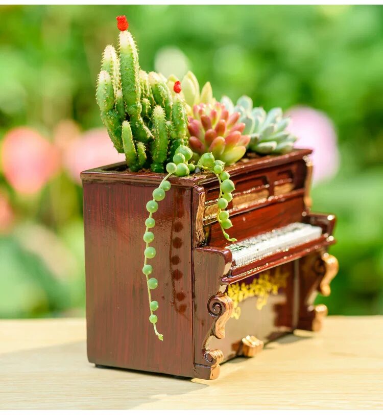 retro piano succulent planter unique vintage desktop home decor