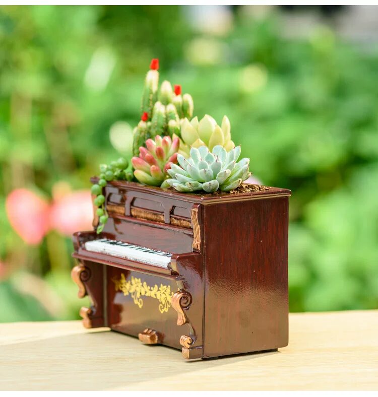 retro piano succulent planter unique vintage desktop home decor