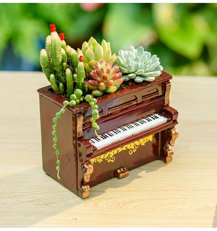 retro piano succulent planter unique vintage desktop home decor