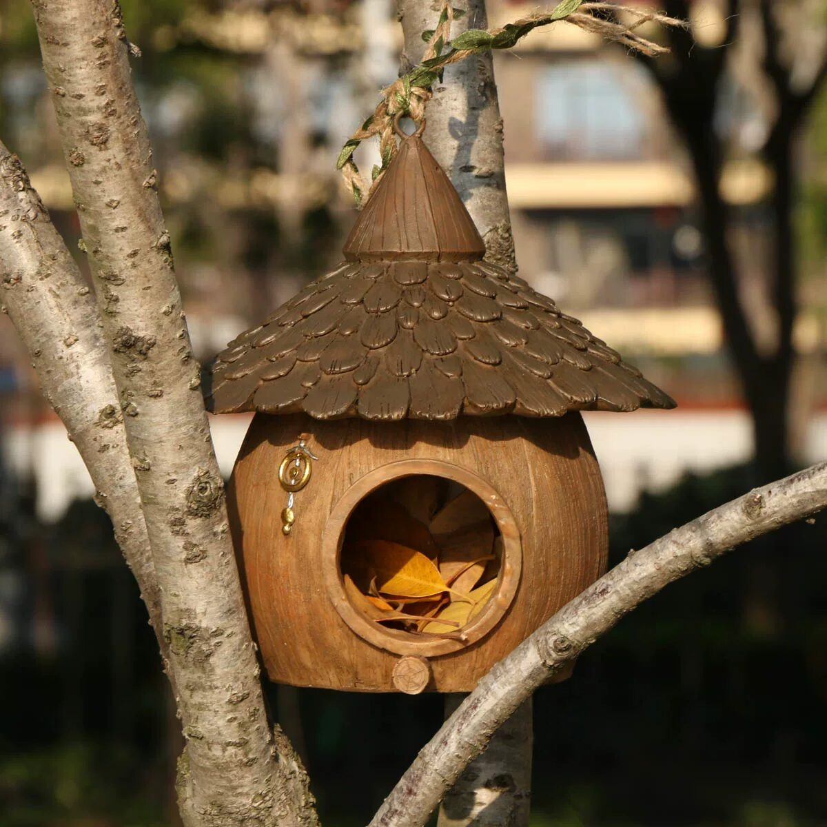 charming garden birdhouse ornaments for outdoor tree decoration