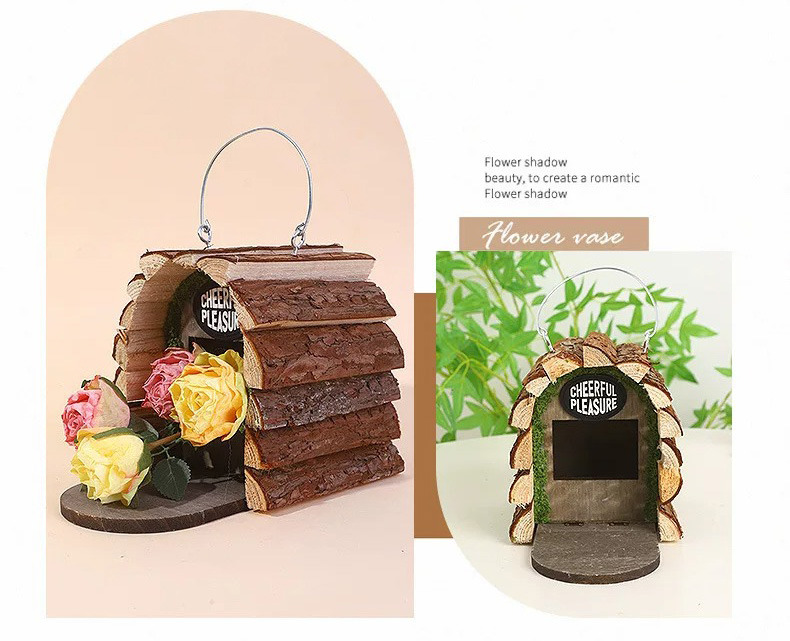 rustic wooden outdoor birdhouse feeder for garden decor & wild birds