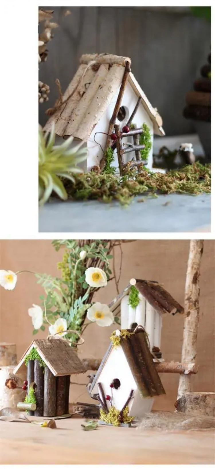 handcrafted rustic wooden birdhouse garden decor natural forest style ornament