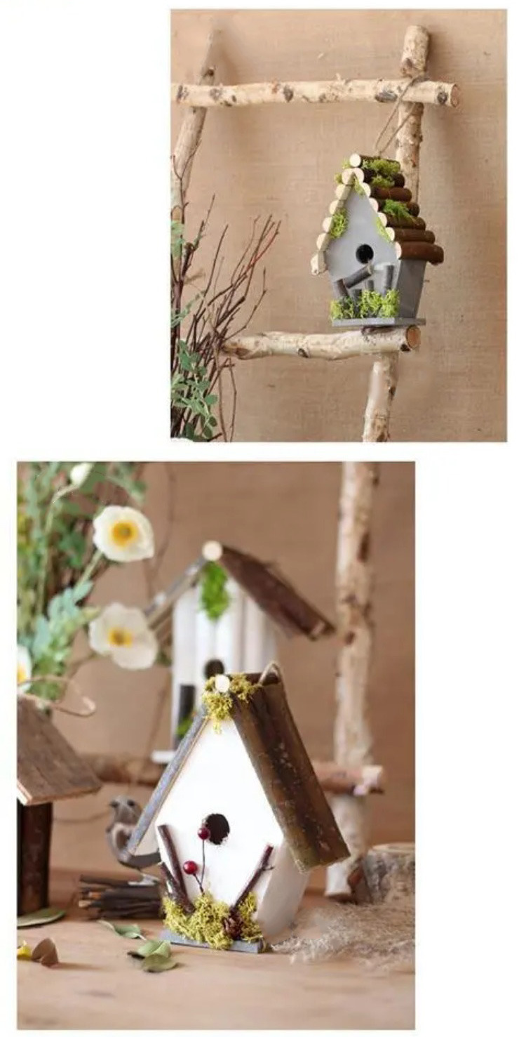 handcrafted rustic wooden birdhouse garden decor natural forest style ornament