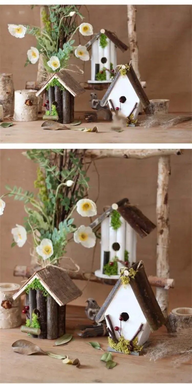 handcrafted rustic wooden birdhouse garden decor natural forest style ornament