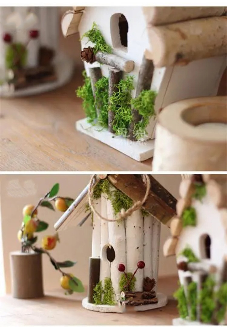 handcrafted rustic wooden birdhouse garden decor natural forest style ornament
