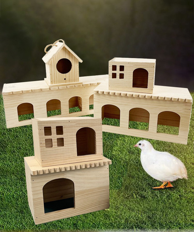solid wood button quail house | safe breeding hideout for small birds
