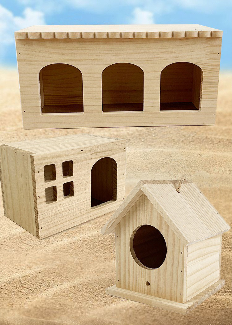 solid wood button quail house | safe breeding hideout for small birds