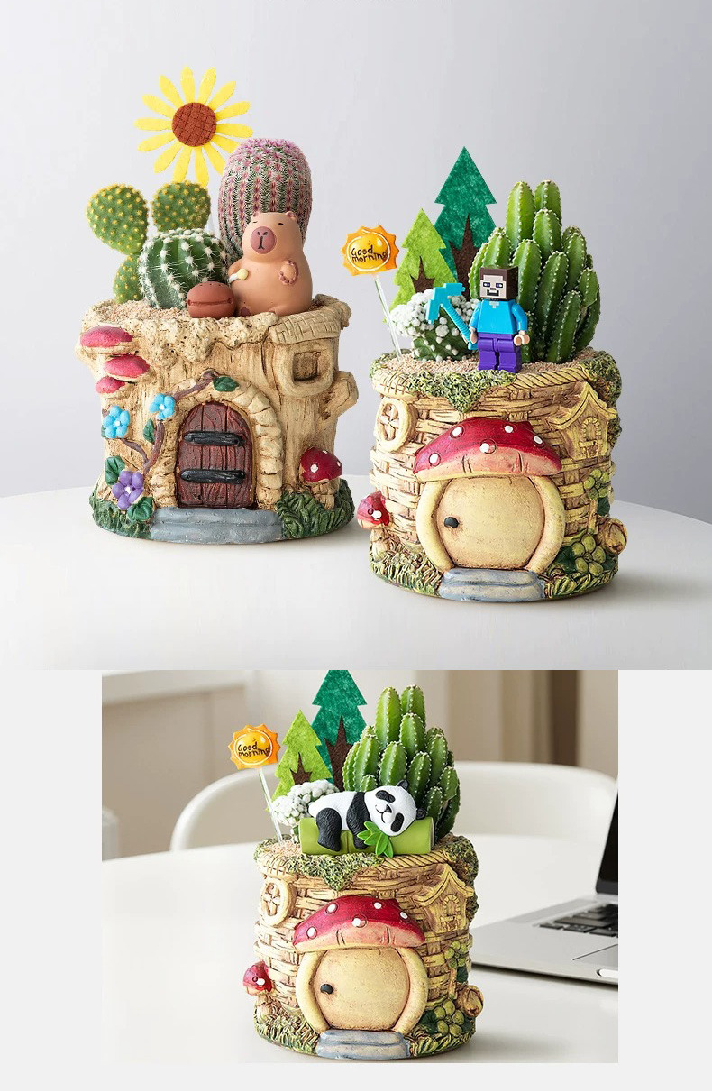 cute mini succulent cactus potted plants for office desk & gifts