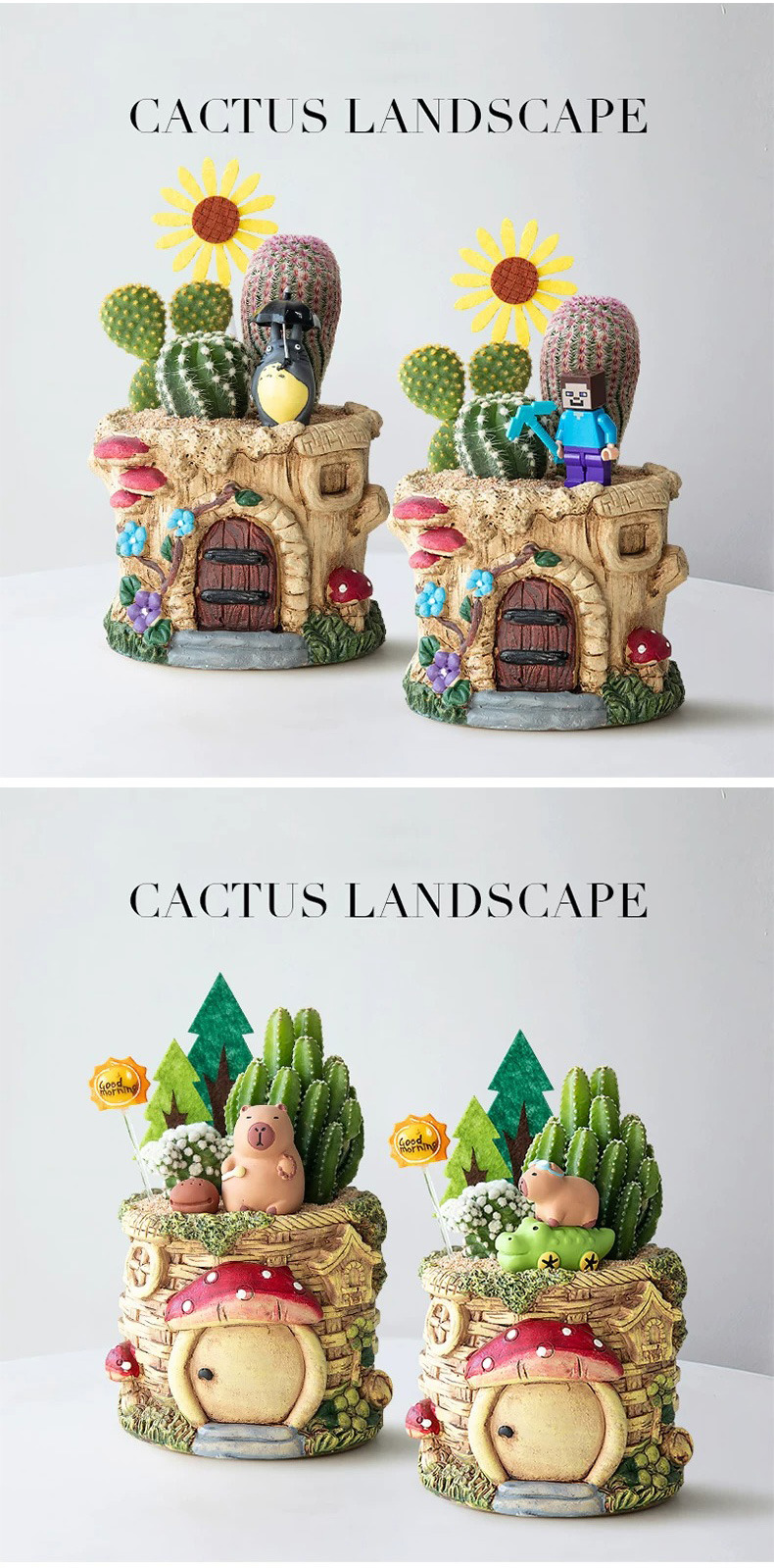 cute mini succulent cactus potted plants for office desk & gifts