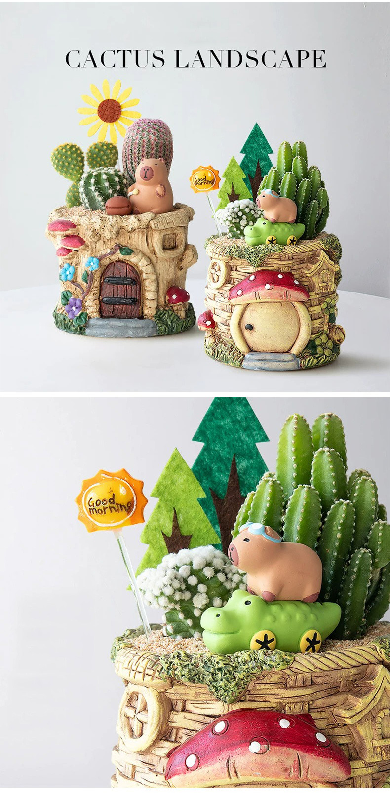 cute mini succulent cactus potted plants for office desk & gifts