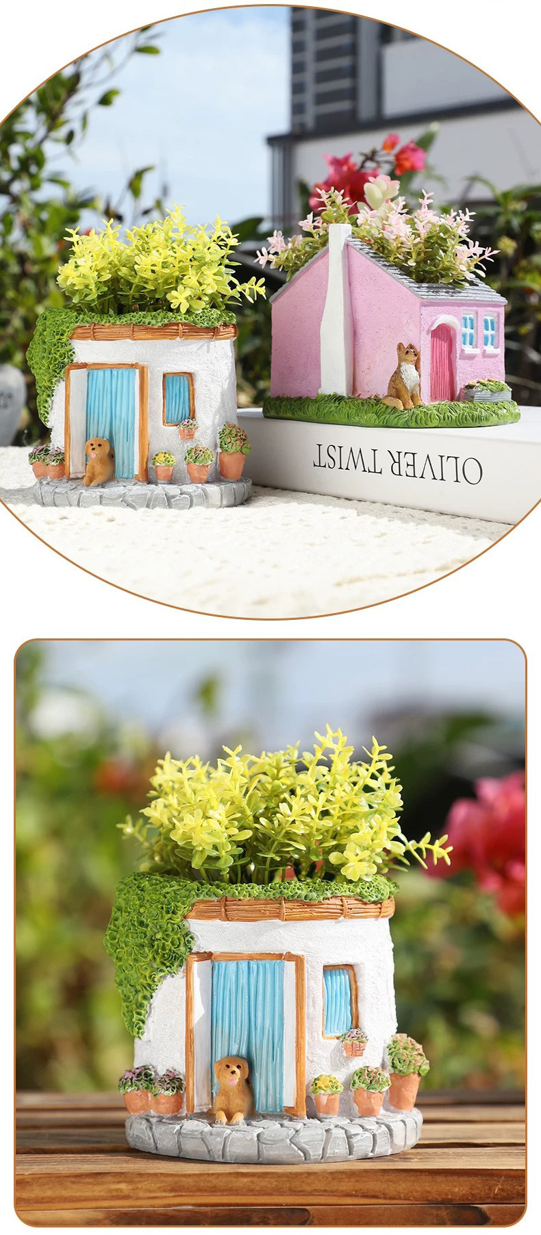 charming miniature house succulent planter pot for fairy gardens