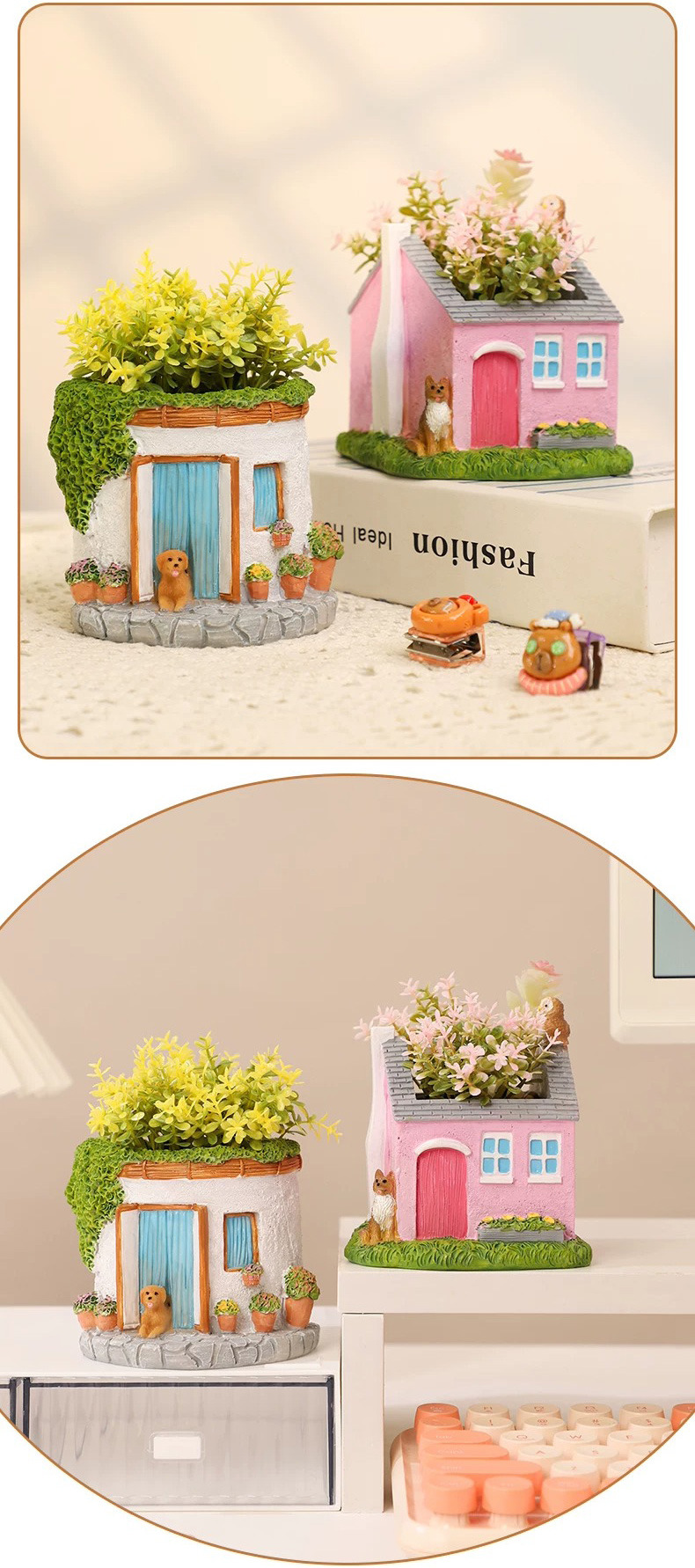 charming miniature house succulent planter pot for fairy gardens