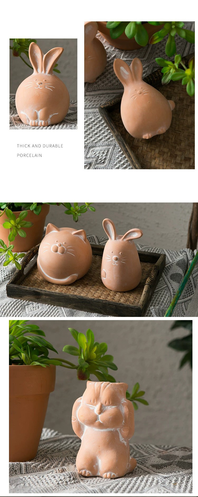 cute terracotta animal figurines for charming garden & home decor
