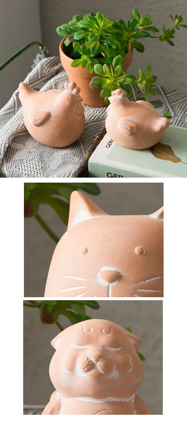cute terracotta animal figurines for charming garden & home decor