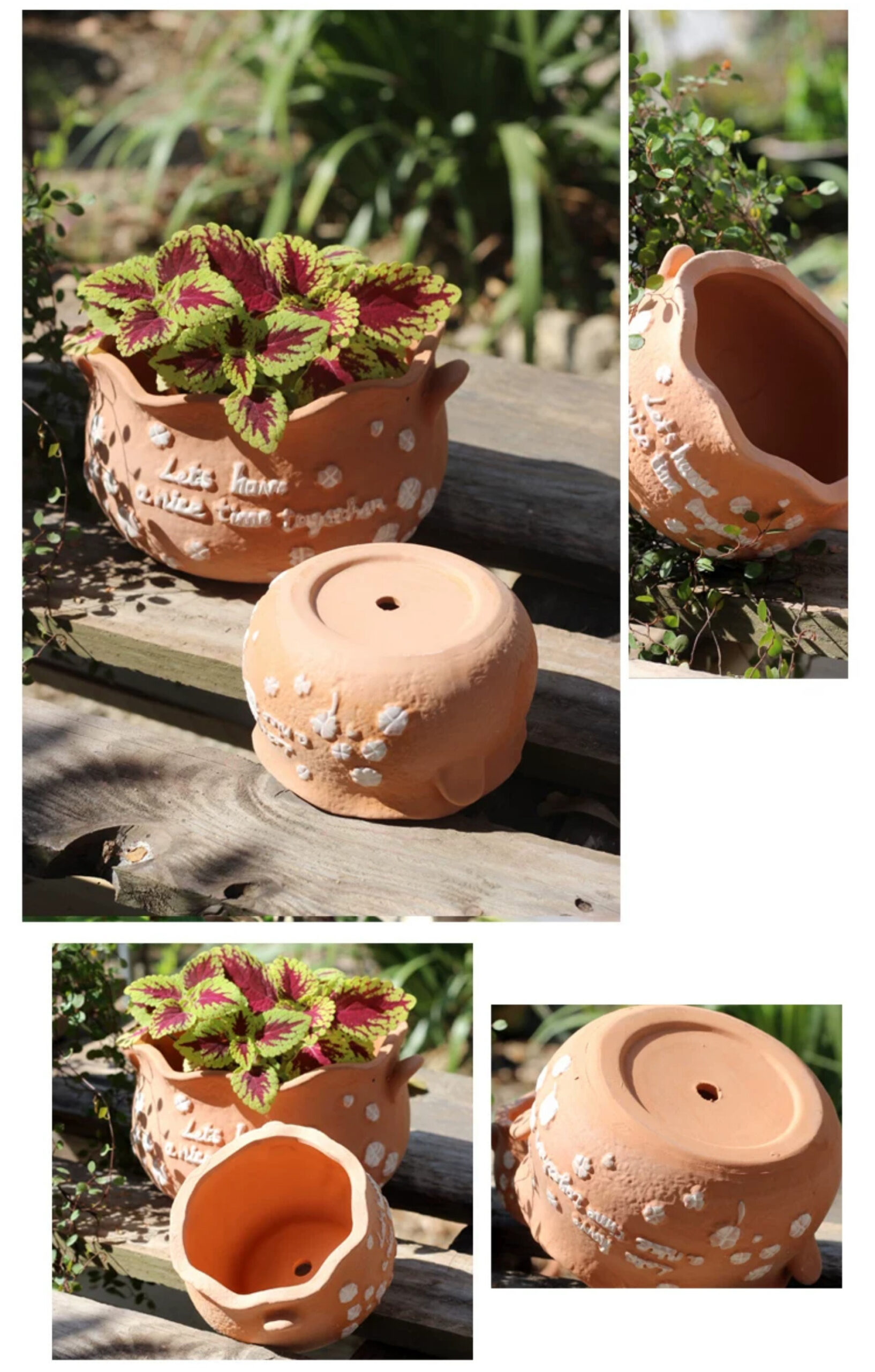 rustic embossed terracotta succulent pots for breathable outdoor planters
