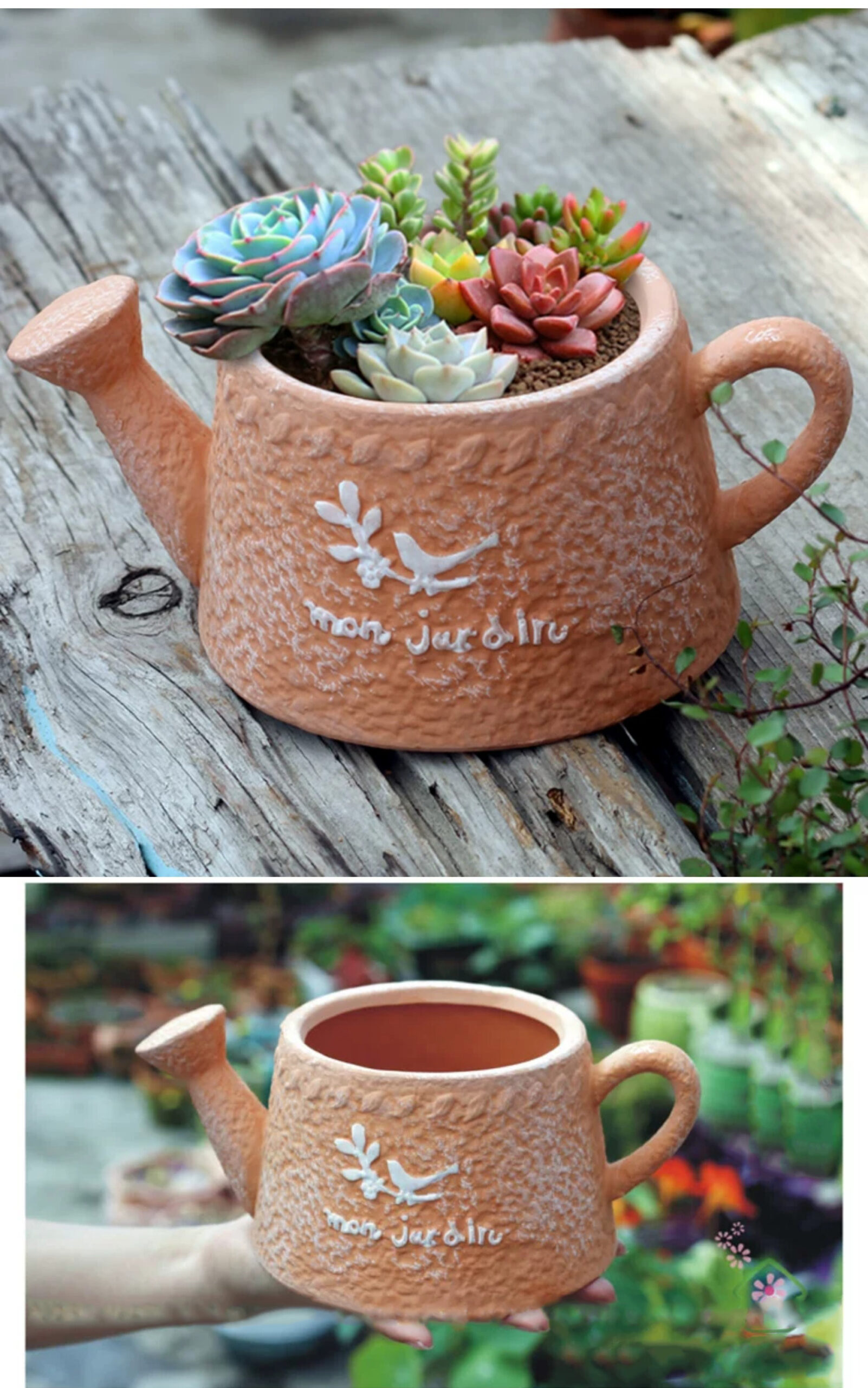 rustic embossed terracotta succulent pots for breathable outdoor planters