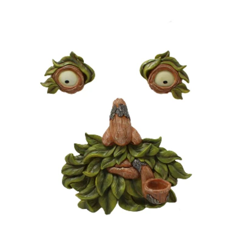 unique resin tree face garden decor with luminous pipe eyes