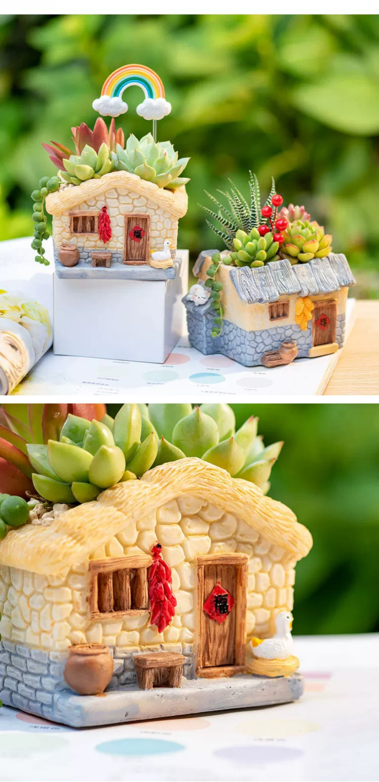 vintage farmhouse cottage succulent planter pot for mini plants