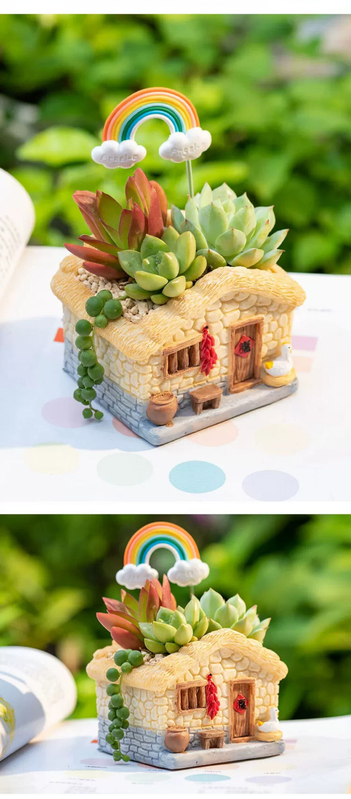 vintage farmhouse cottage succulent planter pot for mini plants