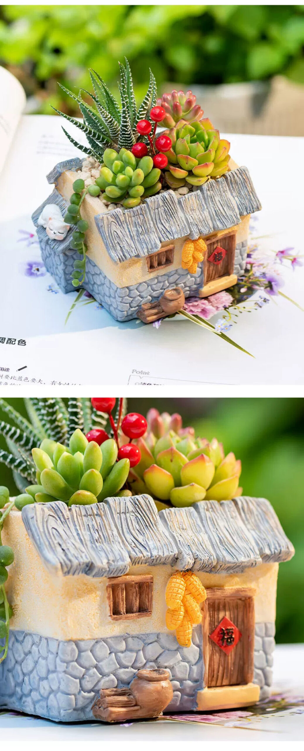 vintage farmhouse cottage succulent planter pot for mini plants