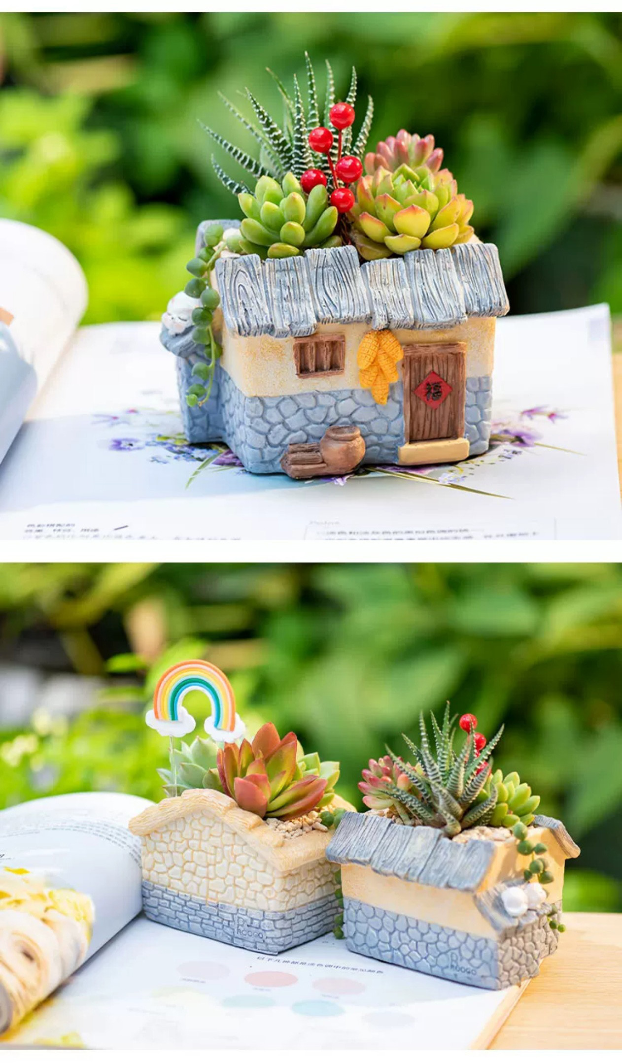 vintage farmhouse cottage succulent planter pot for mini plants